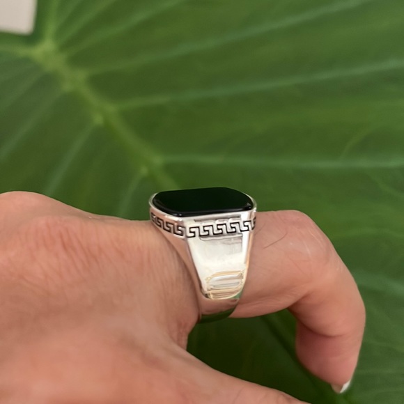 Men Sterling silver Black Onyx Ring Deco Signet Ring sizes 8 9 10 11 12 - Picture 5 of 13